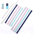 BPA Free Reusable Colorful Silicone Straw with Clean Brush